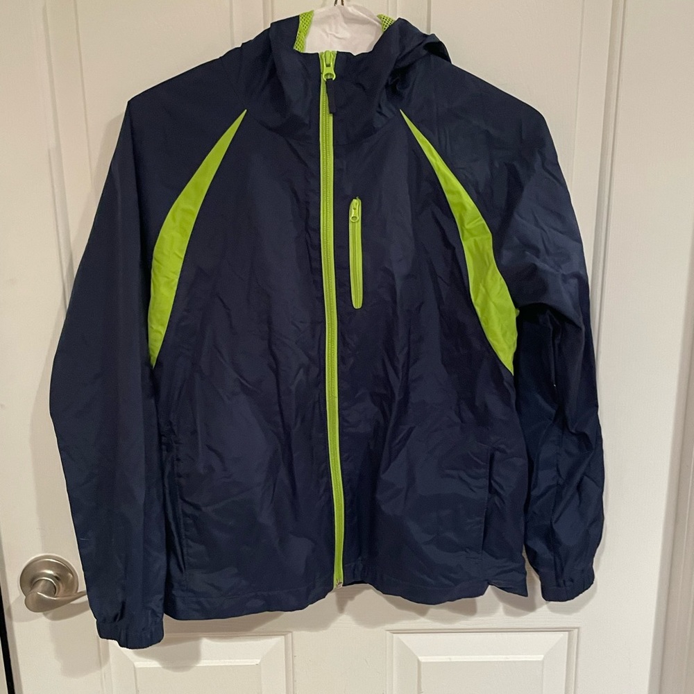 Columbia boys hooded windbreaker jacket Sz M GUC BL5